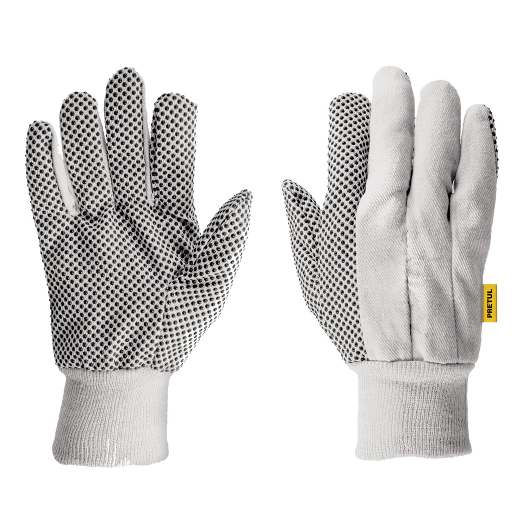 GUANTES DE ALGODÓN CON PUNTOS PVC EN PALMA UNITALLA PRETUL GU-455 20330