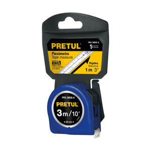 FLEXOMETRO AZUL 3 M CINTA 13 MM PRETUL TARJETA PLASTICA PRETUL PRO-3MEB-A