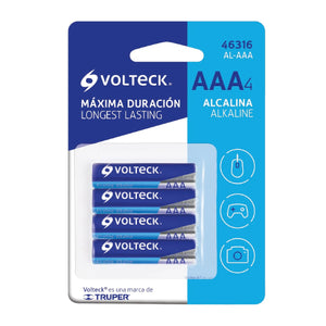 PILA ALCALINA TAMANO AAA BLISTER CON 4 PZAS VOLTECK AL-AAA