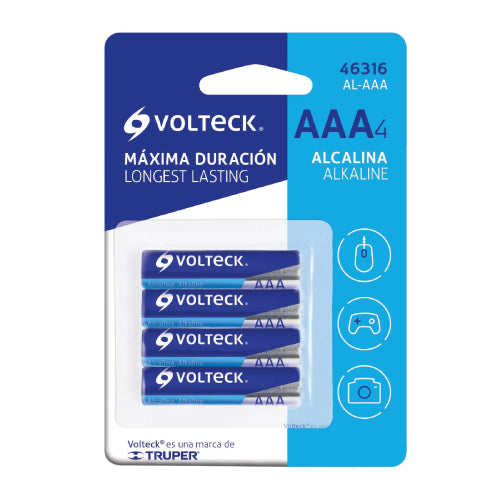 PILA ALCALINA TAMANO AAA BLISTER CON 4 PZAS VOLTECK AL-AAA