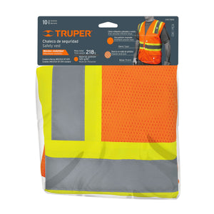 CHALECO DE SEGURIDAD NARANJA MAX VISIBILIDAD Y 6 BOLSAS TRUPER CHS-700N 13475