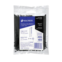 Cargar imagen en el visor de la galería, BOLSA CON 100 CINCHOS PLÁSTICOS 18 LB 100X2.5 MM NATURALES VOLTECK CIN-1810 44300