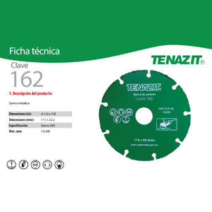 SIERRA DE CARBURO DE TUNGSTENO PARA CORTE DE MADERA CON SOLDADO DE ALTA RESISTENCIA 4-1/2X7/8 AUSTROMEX 162