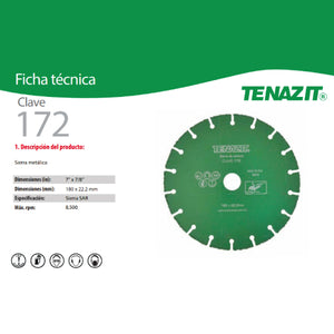 SIERRA DE CARBURO DE TUNGSTENO PARA CORTE DE MADERA CON SOLDADO DE ALTA RESISTENCIA 7X7/8 AUSTROMEX 172