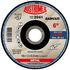 DISCO CORTE METAL 6 X 3/64 X 7/8 EASY-CUT 6 AUS-2041