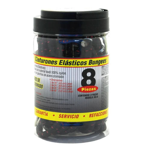 CINTURONES ELASTICOS BUNGEES  8 PIEZAS BU-8