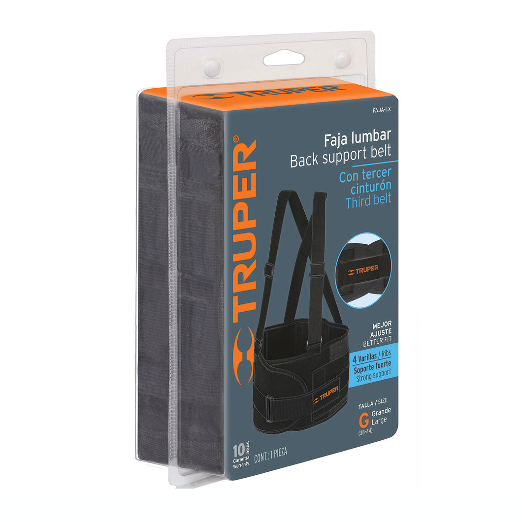 FAJA LUMBAR CON TERCER CINTURÓN TALLA CH TRUPER FAJA-SX 10955