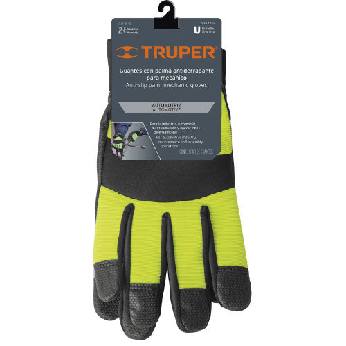 GUANTES MECANICO ALTA VISIBILIDAD PALMA POLIURETANO VERDE TRUPER GU-645