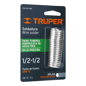 MINI SOLDADURA SOLIDA 1/2-1/2 TUBERIA DE BAJA PRESION 85 G TRUPER SOL-1/2-1/2M