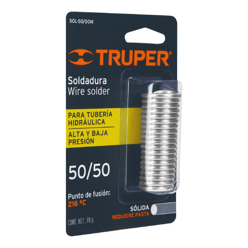 MINI SOLDADURA SOLIDA 50/50 PARA TUBERIA HIDRAULICA 70 G TRUPER SOL-50/50M