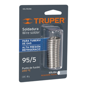 MINI SOLDADURA SOLIDA 95/5 PARA TUBERIA DE GAS 48 G TRUPER SOL-95/5M