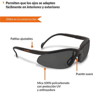 LENTES DE SEGURIDAD, MICA GRIS, VISION LEDE-SN