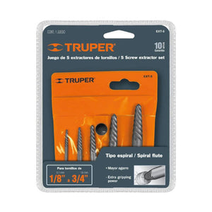 JUEGO EXTRACTORES DE TORNILLOS 5 PIEZAS TRUPER EXT-5