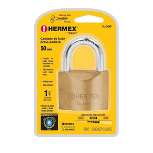 CANDADO DE LATON 50MM LLAVE TETRA BLISTER HERMEX BASIC HERMEX CL-50XP