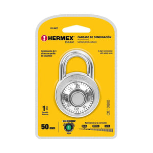 CANDADO DE ACERO DE COMBINACION 50MM HERMEX BASIC HERMEX CD-50CP