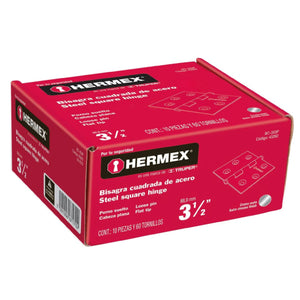 BISAGRA CUADRADA 3-1/2' ACERO CROMO MATE PLANA HERMEX BC-353PP