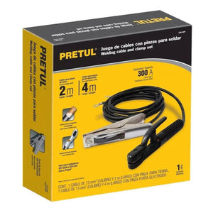 JUEGO DE 2 CABLES CON PINZAS DE TIERRA PARA SOLDAR PRETUL PRETUL CAB-300P