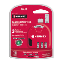 Cargar imagen en el visor de la galería, CANDADO DE COMBINACION 36 MM BLISTER HERMEX CMA-4C