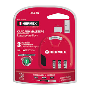 CANDADO DE COMBINACION 36 MM BLISTER HERMEX CMA-4C