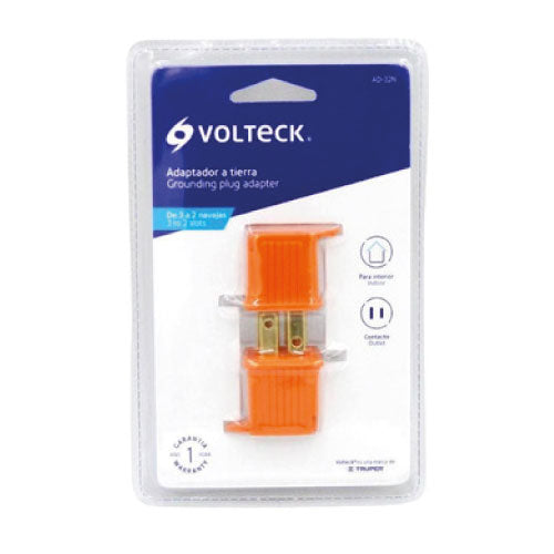 ADAPTADOR 3 A 2 NARANJA  2 PIEZAS VOLTECK AD-32N