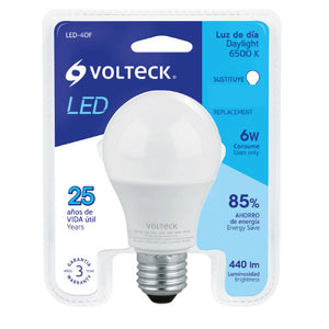 LÁMPARA DE LED, A19, 6 W, LUZ DE DÍA VOLTECK COD. 46856