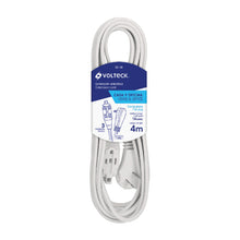 Cargar imagen en el visor de la galería, EXTENSION ELECTRICA DOMESTICA CON CLAVIJA PLANA 4M BLANCA VOLTECK ED-4B