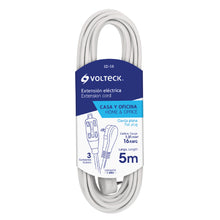 Cargar imagen en el visor de la galería, EXTENSION ELECTRICA DOMESTICA CON CLAVIJA PLANA 5M BLANCA VOLTECK ED-5B