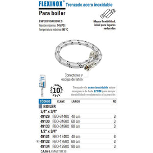 MANGUERA HULE1/2X3/4' 40CM ACERO USOS GENERALES FOSET FBO-1240X