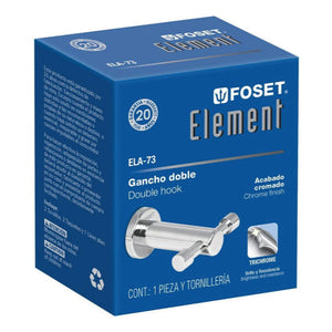 GANCHO DOBLE SATINADO PARA TOALLA LINEA ELEMENT FOSET ELA-73N