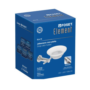 JABONERA CON PLATO DE VIDRIO SATINADO LINEA ELEMENT FOSET ELA-74N