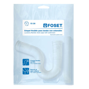 CESPOL FLEXIBLE PARA LAVABO PVC C/EXT 20 CM 1-1/4' FOSET CE-238