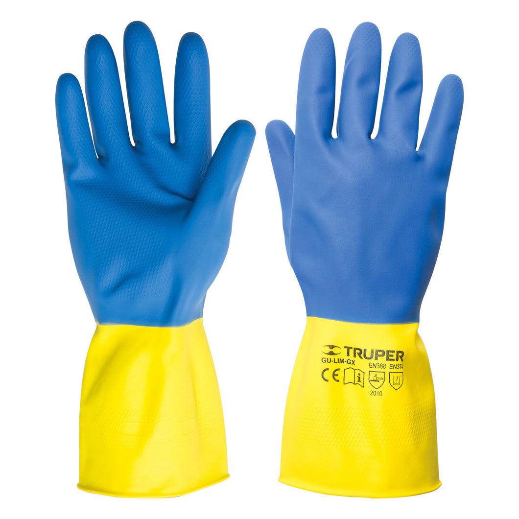 GUANTES DE LÁTEX REFORZADOS PARA LIMPIEZA MEDIANOS TRUPER GU-332 15268