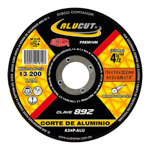 DISCO CORTE ALUMINIO 4 1/2 X 0.045 X 7/8 ALUCUT AUS-892